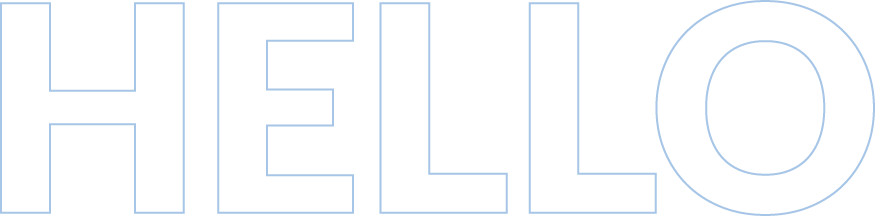 Black text outlined in white spelling the word 'hello' on a transparent background.